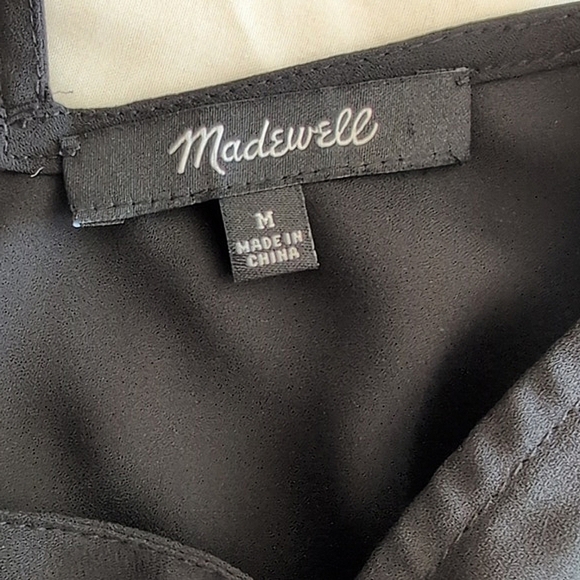 Madewell Womens Medium Long Sleeve Blouse Black Classic Office Contemporary - Picture 7 of 8